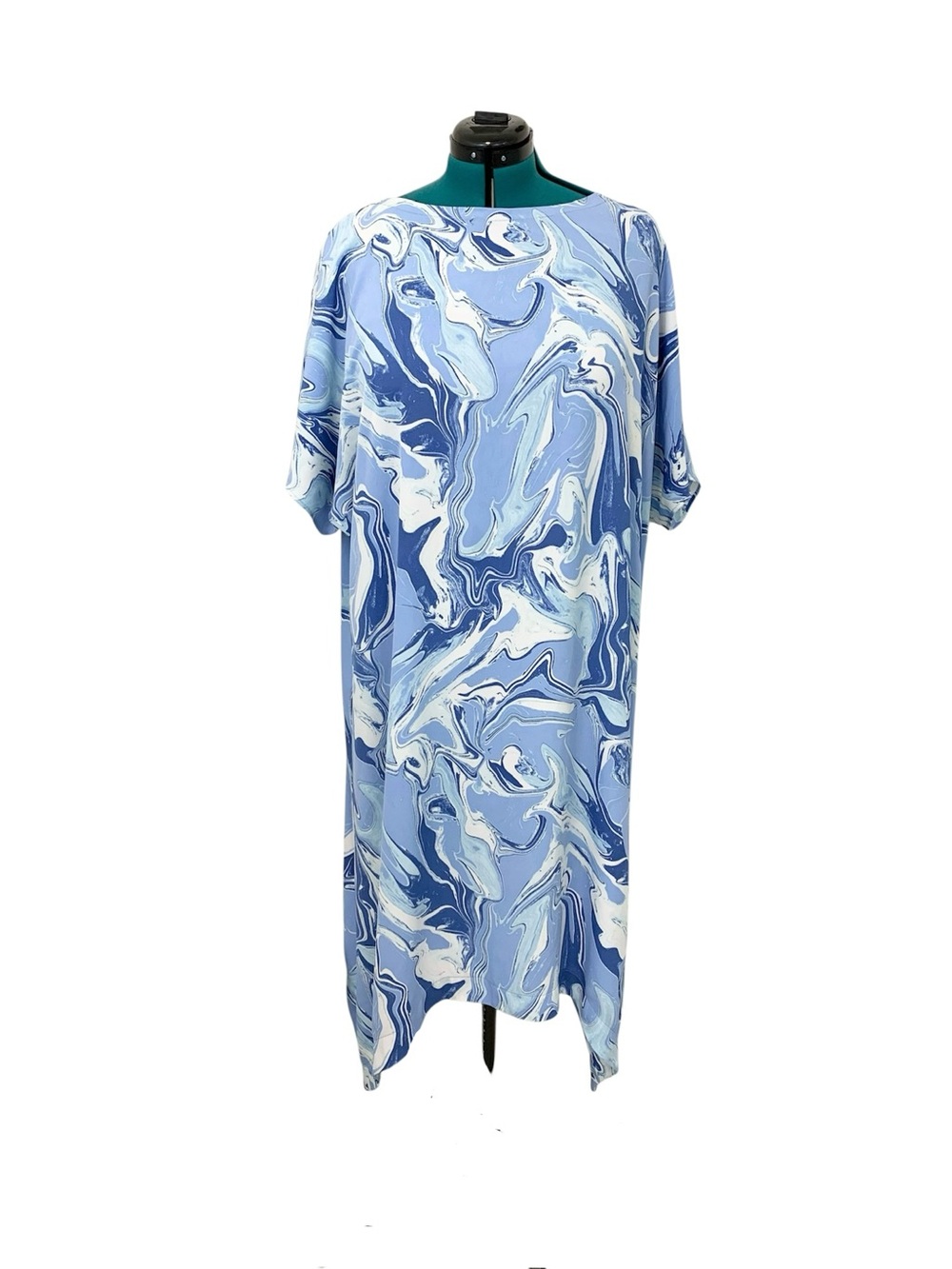 Chico’s Blue Marble Print Shift Dress size 2 (XL)